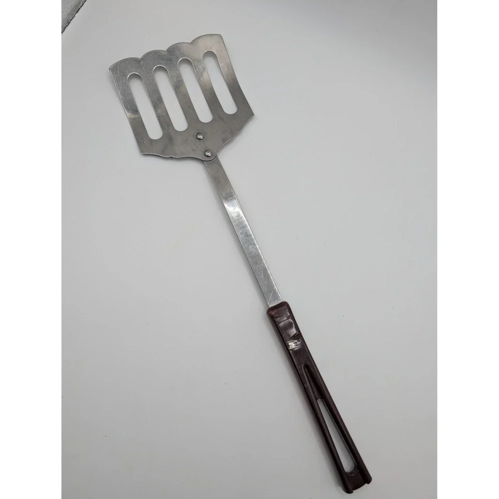 Vintage‎ Stanhome Stainless Spatula with Brown Handle Kitchen Utensil